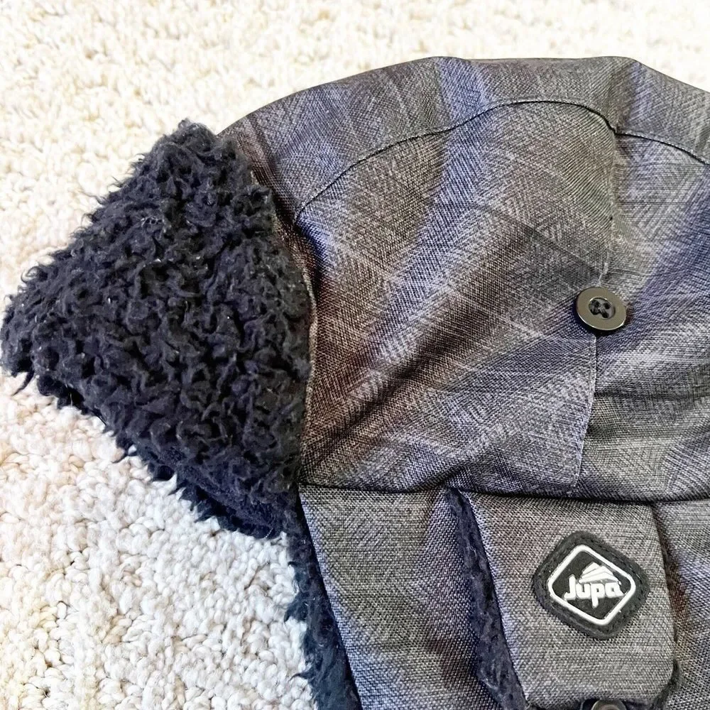 Jupa Zenya Gray Fleece Trapper Winter Hat Size XS (2-5) Faux Fur Ear Flaps Cap